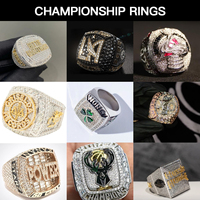 Anneaux de championnat en argent sertis de diamants, testés au diamant, design personnalisé haut de gamme, bijoux fins pour hommes