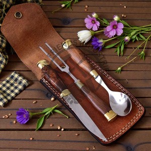 Ensemble de couverts de cuisine médiévale de haute qualité, fait main, édition neuve, avec manche en bois, ensemble de couverts de table - Product Image 6