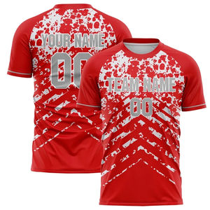 Camiseta Deportiva Roja con Cuello Alto, Manga Corta, Transpirable, Holgada, de Secado Rápido, Unisex - Product Image 4