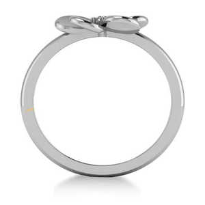 แหวนแฟชั่นสตรีทองคำขาว 14K ประดับเพชร 0.03 กะรัต แหวนดอกไม้เพชร - Product Image 1