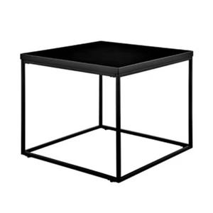 Table basse élégante carrée en marbre noir avec cadre en métal de style industriel pour meubles de salon - Product Image 1