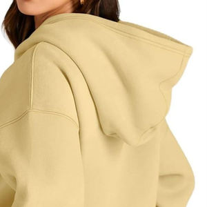 Vente en gros de sweats à capuche personnalisés pour femmes, en polaire, coupe oversize, couleur unie, coupe ample, épaules tombantes, style streetwear - Product Image 6