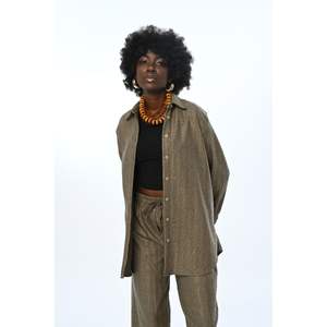 Blusa Holgada con Brillantina y Rayas Finas para Mujer, Camisa con Brillantina de Talla Grande - Product Image 5