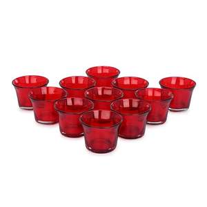 Porte-bougies en verre écologiques faits à la main et bougies votives - Décoration de Noël pour la maison et idées cadeaux - Rouge - Product Image 4