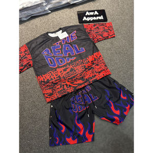 ชุดเซ็ตเสื้อผ้าผู้ชายสไตล์ไฮสตรีทสำหรับฤดูร้อน ใส่เที่ยวกลางแจ้ง พิมพ์โลโก้ได้ตามต้องการ แห้งเร็ว - Product Image 5