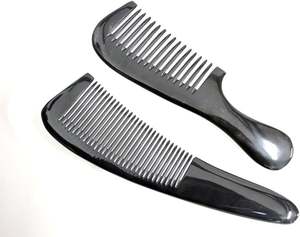 Peine de Cuerno de Búfalo 100% Natural Hecho a Mano, Herramienta para el Cuidado del Cabello Antiestática para Hombres, Mujeres y Niños, Logotipo Personalizado, Negro, Exportador Indio, Artesanía de Salón - Product Image 1