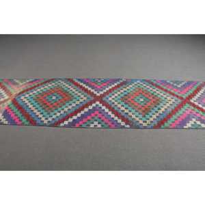Vintage Rug, <b>Runner</b> 2.4x9.8 ft Rug, Kilim <b>Red</b> Camouflage Rug - Product Image 2
