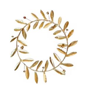 Couronne de feuilles en métal minimaliste avec un accent de décor moderne fini brillant pour le style d'événement et la décoration festive de l'Inde - Product Image 3