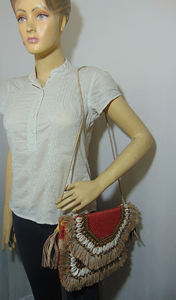 Handmade <b>Large</b> Capacity Women's Cotton <b>Messenger</b> Clutch <b>Bag</b> Vintage Ethnic Embroidery Zipper Closure Bohemian Style Portable - Product Image 2