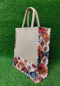 Bolsas de compras de yute de alta calidad con patrón de impresión de moda Bolsa de yute reutilizable Solución de almacenamiento hecha a mano - Product Image 2