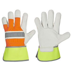 2025 cuir bonne qualité gants de travail en cuir couleur jaune doigt complet sécurité élastique manchette gants de travail prix raisonnable - Product Image 5