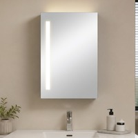Armoire de salle de bain murale à une seule porte avec miroir, armoire à pharmacie moderne intelligente à LED avec rangement