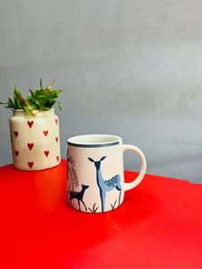 Tazas de té y café ligeras de ciervo vivo azul y blanco de cerámica, regalo fácil de limpiar, juego de tazas para amigos para el hogar y la Oficina - Product Image 2