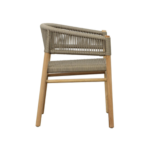 Silla de Comedor Moderna Hecha a Mano con Cuerda de Teca, Respaldo Curvo Tejido y Estructura de Teca Sólida - Product Image 4