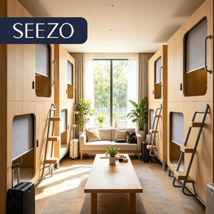 Capsule letto insonorizzate commerciali moderne in legno per interni, con telaio in acciaio, ideali per ostelli, scuole e <span class=keywords><strong>hotel</strong></span>. - Product Image 1