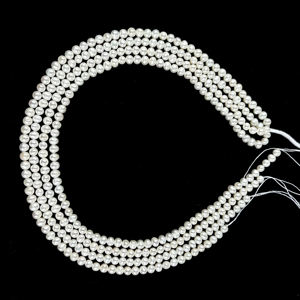Perles de culture d'eau douce naturelles blanches de 3-4 mm, perles bouton, perles cultivées de qualité AAA, fournitures pour la fabrication de bijoux, provenant d'un grossiste indien. - Product Image 5