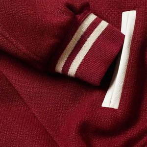 Nueva chaqueta de bombardero de mezcla de lana a la moda para hombre, chaqueta de béisbol de retazos de talla grande con ribetes a rayas abotonados, OEM - Product Image 3