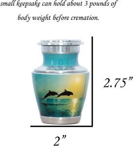 Urna de cremación de recuerdo de delfines bailando urna funeraria de token personalizada con personalización - Product Image 4