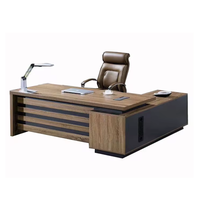 Mobilier de Bureau Moderne - Bureau de Direction de Luxe en L, Meuble d'Affaires en Bois avec Tiroirs et Étagères