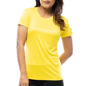 Nueva llegada de alta calidad, camisetas de manga corta para mujer, logotipo transpirable, cuello redondo, Color sólido, camiseta para mujer en diferentes colores - Product Image 1