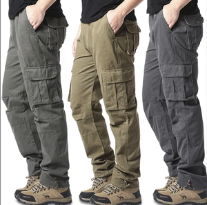 Pantalones Cargo de algodón 100% de alta calidad para hombre, pantalones de chándal tácticos largos rectos con cremallera para exteriores, ropa de lona informal, servicio OEM - Product Image 5
