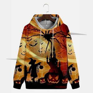 Sudadera con capucha de algodón 100% para hombre, nueva moda, manga larga, ajuste holgado, informal, Polar, sublimación térmica, ropa de calle de Halloween - Product Image 2