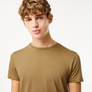 Camiseta de Manga Corta con Cuello en V para Hombre, Color Sólido, Corte Ajustado, Informal, 100% Algodón Jersey, Tejido Liso Teñido, Secado Rápido, Transpirable - Product Image 3