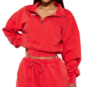 Sudadera con capucha cómoda y ligera para correr para mujer, Invierno/forro polar suave, transpirable, recortada, nuevo diseño, OEM, logotipo personalizado, sudadera con capucha para mujer - Product Image 1