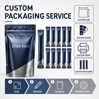 Sachet stick métallisé pour poudre d'électrolytes et de probiotiques, emballage individuel imprimé sur mesure