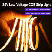 Bande lumineuse LED COB 24V 8mm, flexible, auto-adhésive, basse tension, ruban linéaire pour armoire, vitrine, cuisine, décoration intérieure