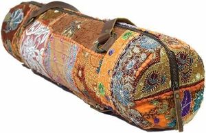 Banjara Style Yog Mat Sac À Bandoulière Brodé À La Main Ethnique Indien Kantha Vintage Fermeture À Glissière Paillettes Coton Toile Sacs À Main - Product Image 3