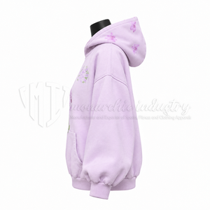 Sudadera con capucha extragrande informal con estampado floral de lavanda para mujer - Product Image 5