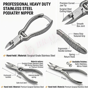 Professional Podiatry Nipper Heavy Duty Stainless Steel Podiatry Nipper Foot Care Nail <b>Cuticle</b> Removal <b>Tool</b> - Product Image 6