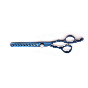 Blue Plasma Finish Barber <b>Thinner</b> with Fancy Design Handle Professional Stainless Steel <b>Hair</b> Cutting Shears Precision Thinning - Product Image 4