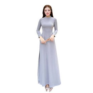 Robe Ao Dai asymétrique tissée à la main, personnalisée, vintage, traditionnelle vietnamienne pour femme, motif léopard, infroissable - Product Image 4