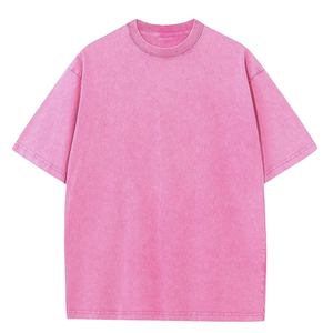 เสื้อยืดโอเวอร์ไซส์ผ้าฝ้ายฟอกสี ผู้ชาย สไตล์ลำลอง สีพื้น แขนสั้น คอกลม ผ้าเจอร์ซีย์ถัก ย้อมสีเรียบ เสื้อยืดฟอกสีแบบแอซิด - Product Image 3