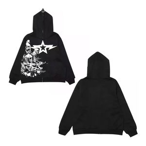 Nouveau design de sweat à capuche zippé avec visage intégral sweats à capuche pour hommes avec logo personnalisé sweat à capuche zippé pour hommes hip hop - Product Image 3