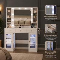 Table de maquillage moderne de luxe avec miroir éclairé, commode à 3 tiroirs pour chambre à coucher
