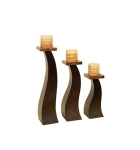 Portavelas de madera para uso en interiores y exteriores para el hogar, decoración de oficina en casa, vela de madera de estilo clásico, pieza antigua, portavelas de madera - Product Image 5