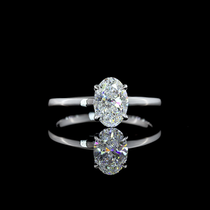 Anillo de Compromiso Solitario Ovalado de Oro Blanco de 14K con 1.10 Quilates, Joyería de Diamantes Nupcial de Lujo Hecha a Mano - Product Image 2