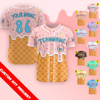 Maillots de baseball courts personnalisés en maille respirante avec motifs gouttelettes et design glacé pour jeunes, hommes et femmes, 100 % polyester