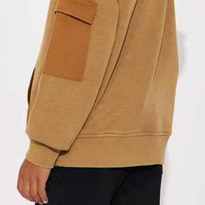 เสื้อฮู้ดคาร์โก้ผ้าทอลายทแยงสำหรับเด็กผู้ชายผ้านุ่มใส่สบายและใส่สบายพร้อมกระเป๋าคาร์โก้แขนยาว - Product Image 4