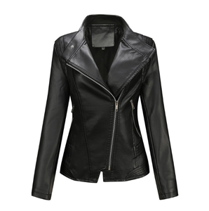 Veste en cuir véritable coupe ajustée à la mode pour femmes en gros tout assortis vestes courtes en cuir moussé de style décontracté pour femme - Product Image 3