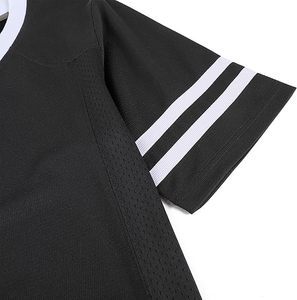 Camiseta Deportiva Negra de Manga Corta con Rayas Blancas, Ligera, de Jersey de Poliéster - Product Image 3