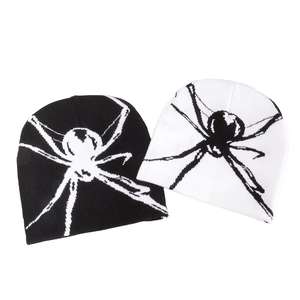 2025 High Quality Unisex Winter Warm Black Cuffless Customize <b>Spider</b> Jacquard Bows Beach Knitted Beanies for Men Low Moq - Product Image 1