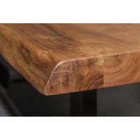 Table de salle à manger de luxe en bois d'acacia massif à bord naturel, design moderne, pliable et réglable en hauteur, idéale pour hôtel