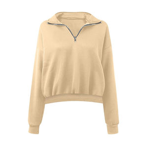 Sudaderas con capucha cortas con cremallera y cuello alto a la moda para mujer - Product Image 6