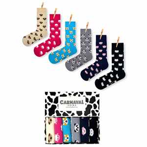 6-Piece Set of Breathable Nylon Crew Socks One Size Fitting Custom Logo Printed Multiple Animal Patterns for Winter Daily Use - Product Image 1