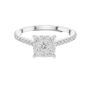 Bague de fiançailles halo en diamant de laboratoire de 0,616 carats pour femme, clarté VVS-VS EF, or 18 carats, 14 carats, 10 carats et argent 925, rose - Product Image 1