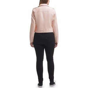 Abrigos de piel de oveja genuina rosa de lujo de alta calidad chaqueta de cuero recortada para mujer - Product Image 2